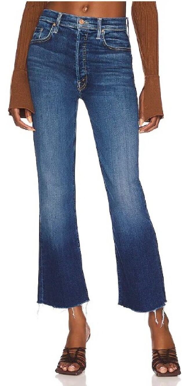 MOTHER The Tripper Ankle Fray Jeans Size 31 Change Is In The Air Medium Wash